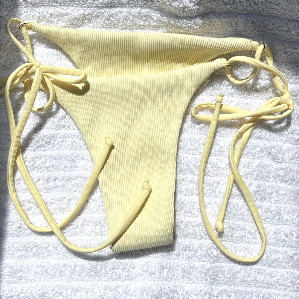 Yellow Ribbed Bikini Bottom - Picture 5 of 7